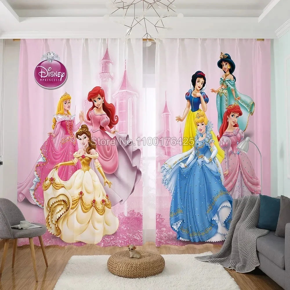 Princess Series Curtain Home Decor 1pc Bedroom Window Drapes for Living Room Balcony Screen Dustproof Cartoon Cute Perforated
