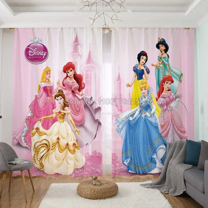 Princess Series Curtain Home Decor 1pc Bedroom Window Drapes for Living Room Balcony Screen Dustproof Cartoon Cute Perforated