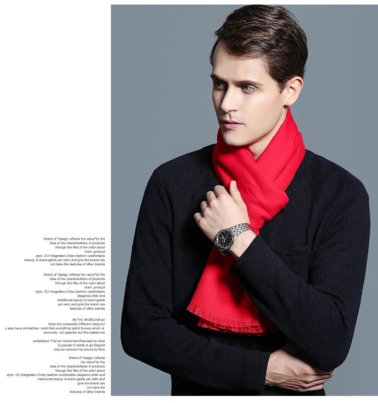 Designer Brand Plaid Men's Cashmere Scarf Winter Warm Scarves Shawls Casual Business Long Wraps Pashmina Christmas Gift for Man