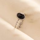 1pc Boho Turquoise Ring Stainless Steel Black Stone Silver Color Adjustable Ring Women Ethnic Ring Bohemian Jewelry Gift No Fade