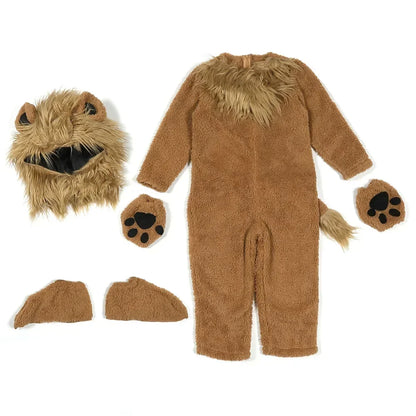 Kids Boys and Girls Animal Themed King Lion & Fox Halloween Costumes Suitable for Stage Performances Jumpsuits