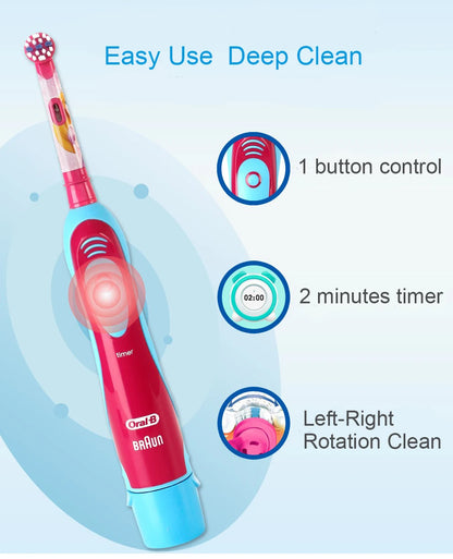 Cepillo de dientes eléctrico Oral-B Kids con cerdas suaves y cabezal reemplazable con temporizador de 2 minutos para niños mayores de 5 años.