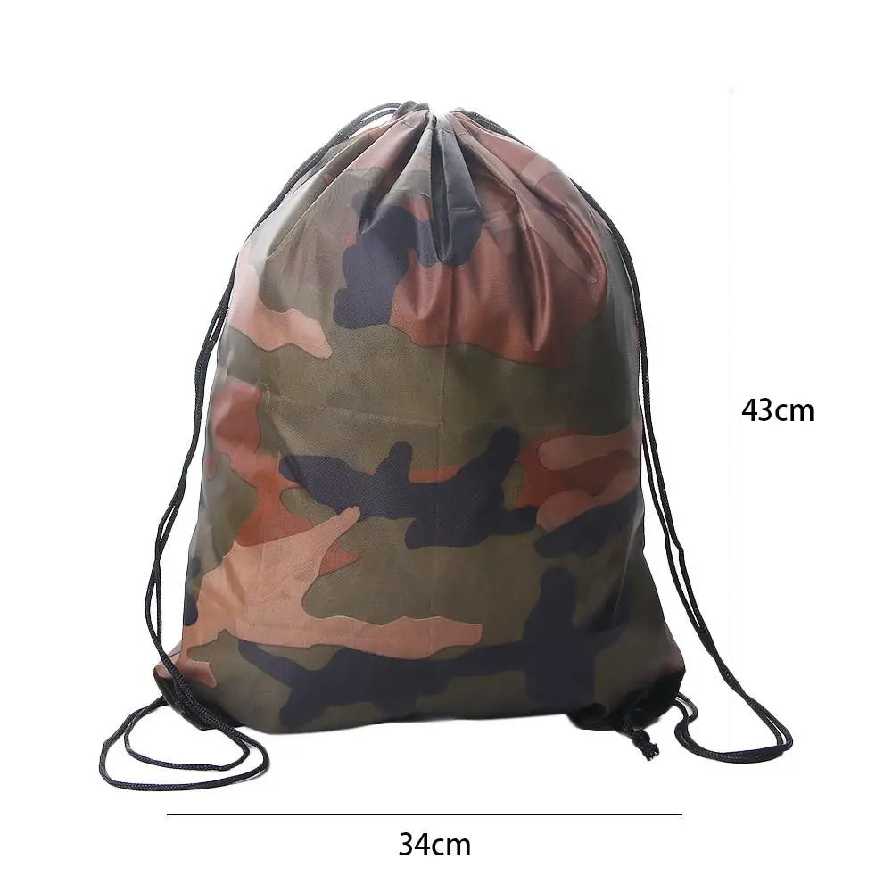 Outdoor Unisex Riding Gym Shoes Clothes Storage Travel Camouflage Drawstring Bag Oxford Bag Backpack Portable Sports Bag