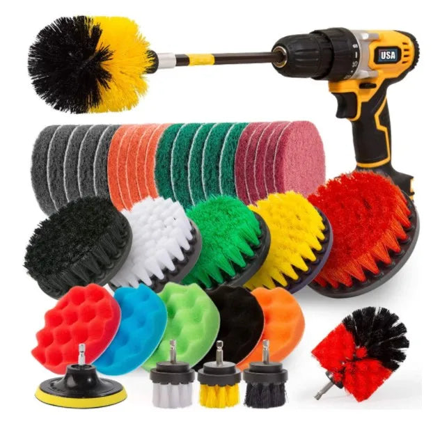 Kit de cabeça de escova de broca elétrica, escova de limpeza elétrica para carpete, banheiro, cozinha, banheiro, ferramenta de limpeza de carro, conjunto de lavagem