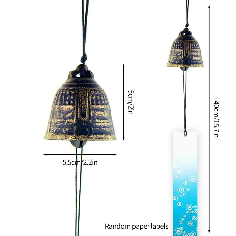 Japanese Wind Chimes Cast Iron Feng Shui Wind Bells Good Luck Hanging Pendant Indoor Outdoor Temple Home Garden Decoration