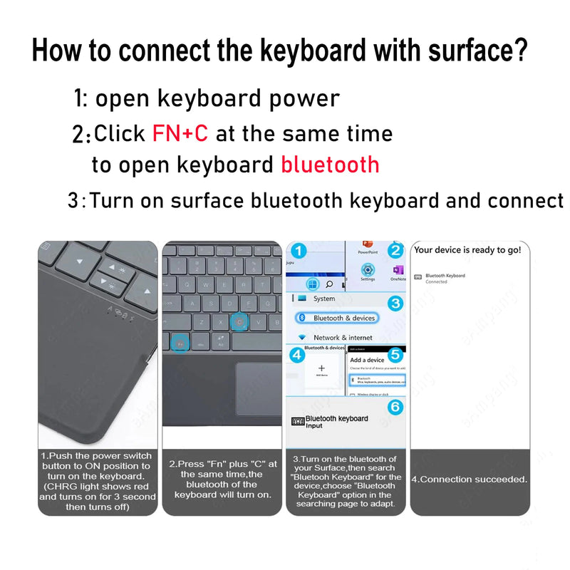 Trackpad Keyboard for Microsoft Surface Pro 3 4 5 6 7 8 9 X Backlit Russian Spanish Arabic Portuguese French Hebrew Keyboard