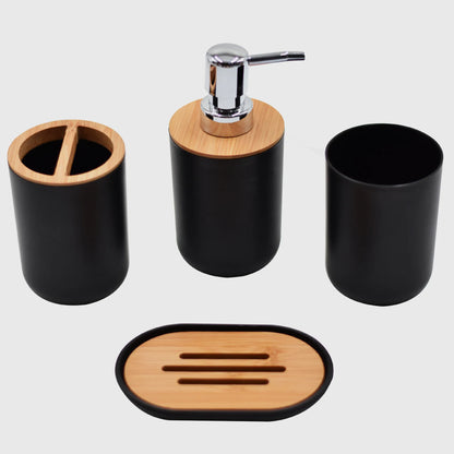 White Black Gray Bamboo Soap Dish Home Hotel Bathroom Supply Mouthwash Cup Toothbrush Holder Storage Bottle Bathroom Wash Set
