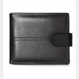 Men's Genuine Leather Wallet, Anti-Theft RFID Brush, Anti-Magnetic, Short Coin Purse, Large Capacity, Multi-Slot Buckle Wallet