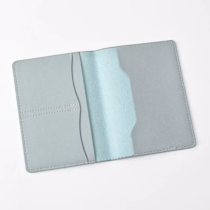 Women Men Card Passport Cover Case Flight Ticket Clip Passport Wallet PU Leather Solid Color Id Holder Passport Holder Purses