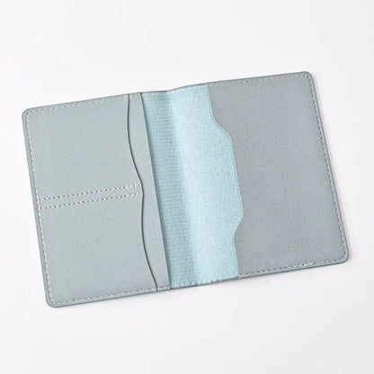 Women Men Card Passport Cover Case Flight Ticket Clip Passport Wallet PU Leather Solid Color Id Holder Passport Holder Purses