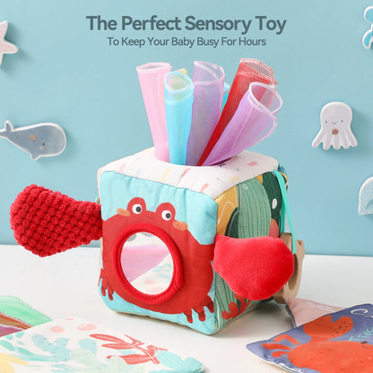 Baby Toys Magic Tissue Box Cotton Finger Exercising Montessori Busy Board Game Educational Toy Soft Rattle Game Ocean Cloth Book