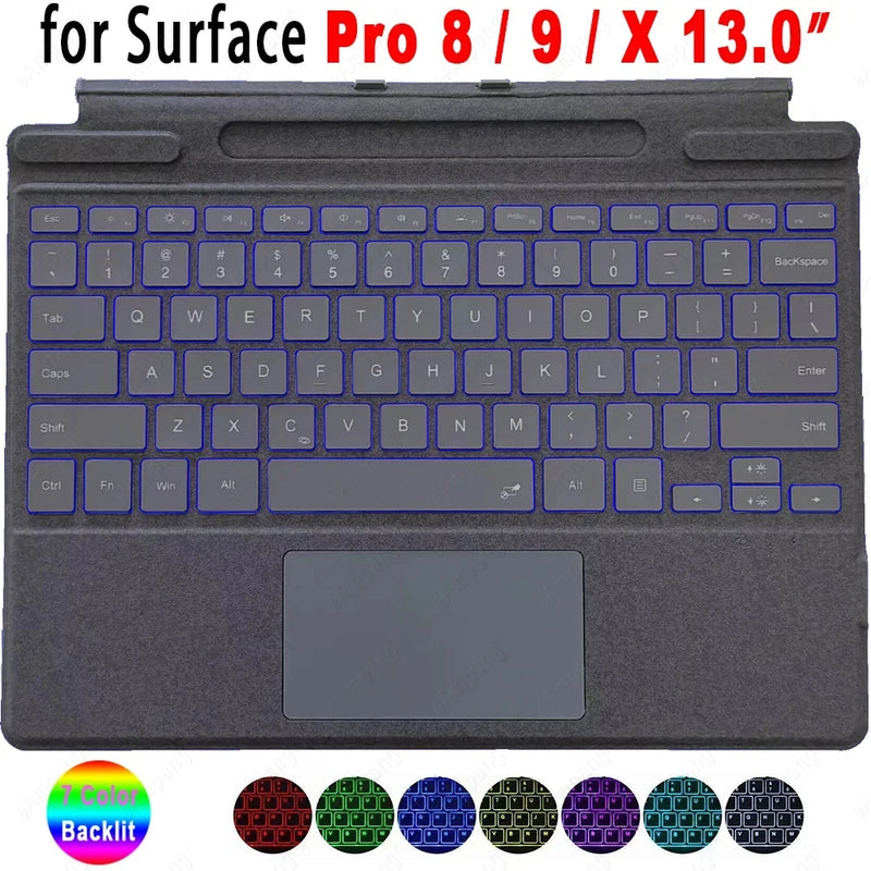 Trackpad Keyboard for Microsoft Surface Pro 3 4 5 6 7 8 9 X Backlit Russian Spanish Arabic Portuguese French Hebrew Keyboard