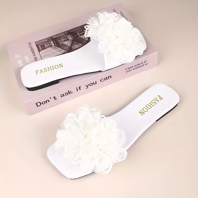 Women Flat Slippers Casual Walking Flower Shoes Female Summer Fashion Dress Sandals Outdoor Shallow Slippers Home Slides Women