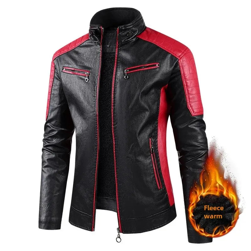 2022 Fashionable Casual Men's Leather Jacket Splice Motorcycle Amazon Vintage Cross-Border Spring Autumn Thin Style Wear