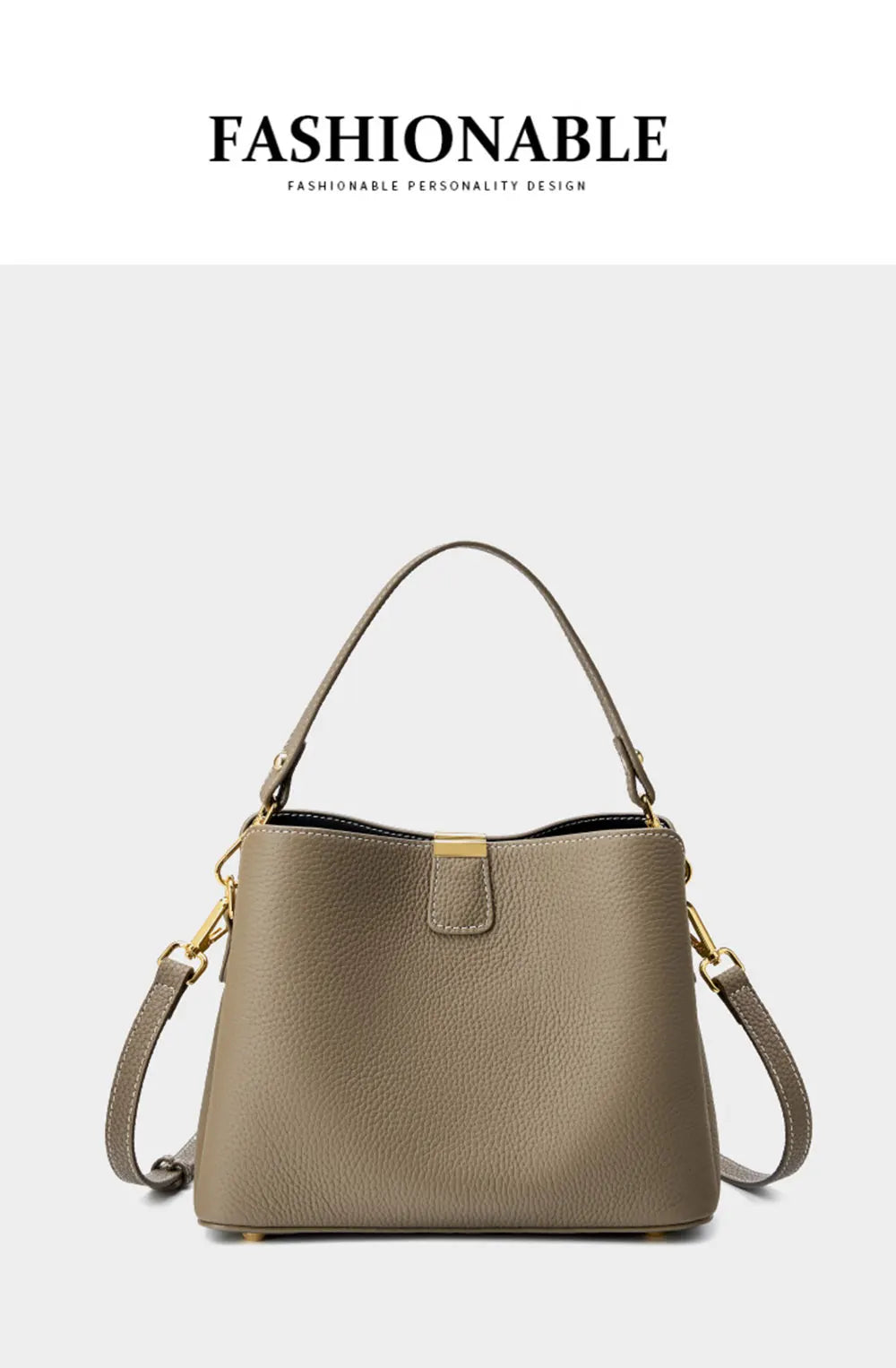100% Genuine Leather Women's Bucket Bag Luxury Designer Versatile Shoulder Bag Women Commuter Crossbody Bags Female Handbag