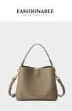 100% Genuine Leather Women's Bucket Bag Luxury Designer Versatile Shoulder Bag Women Commuter Crossbody Bags Female Handbag