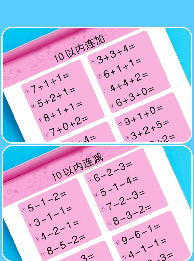 64 Pages/Book Children's Addition and Subtraction Learning Mathematics Workbook Handwritten Arithmetic  Exercise Books Notebooks