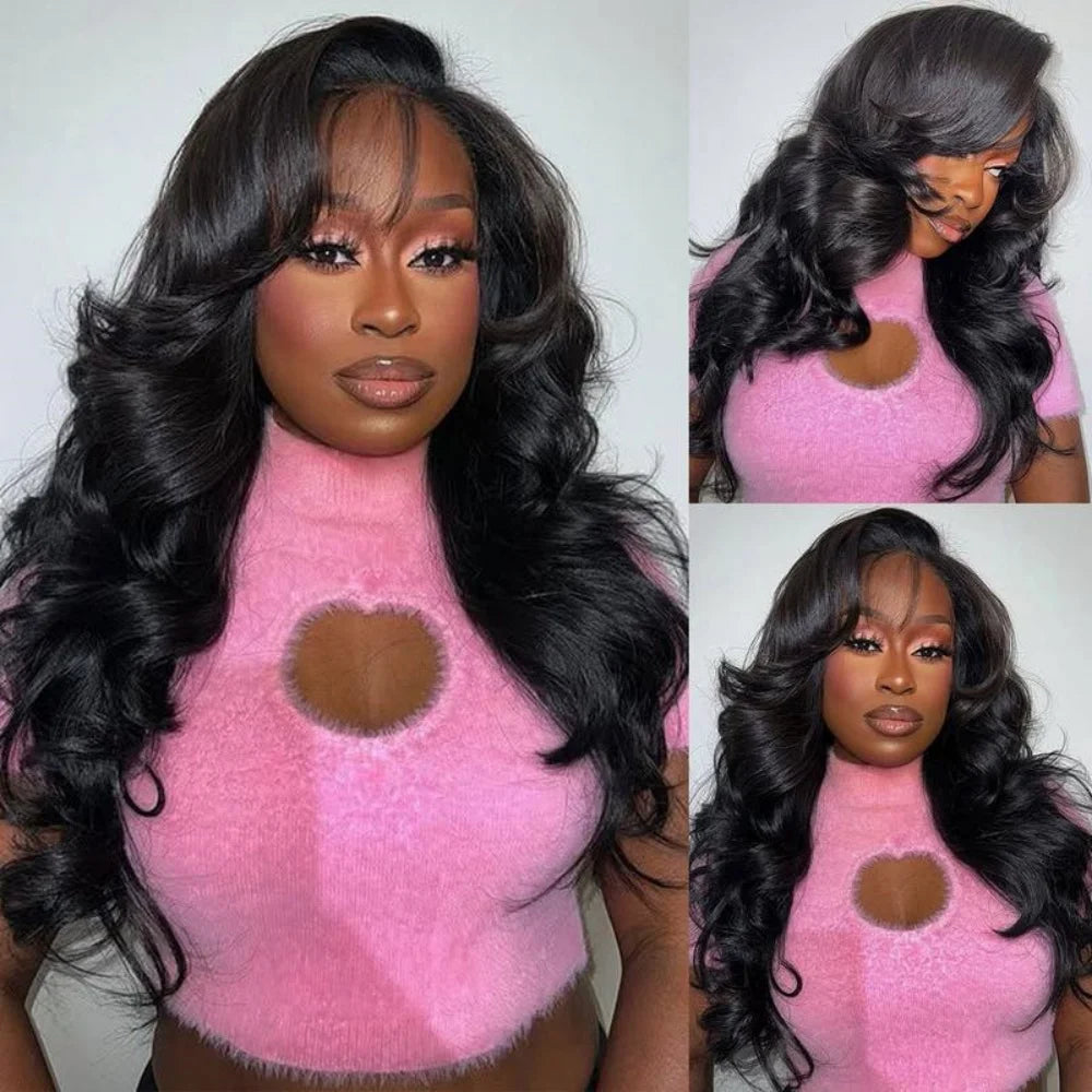 Peruca V-part cabelo humano ondeulado body wave-sem cola glueless