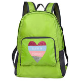 Outdoor Travel Lightweight Portable Foldable Backpack Love Print Folding Green Bag Ultralight Pack for Women Men Hiking Daypack