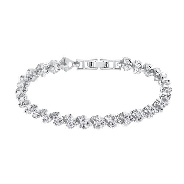 Cubic Zirconia Crystal Tennis Bracelets for Men and Women, Gold Color, Silver Color Bracelet, Luxury Chain Jewelry Gifts 