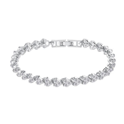 Cubic Zirconia Crystal Tennis Pulseiras para Homens e Mulheres, Cor Dourada, Pulseira Cor Prata, Cadeia de Luxo Jóias Presentes