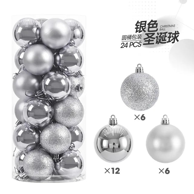 24pcs 3cm Christmas Balls Christmas Tree Ornaments Christmas Ball Hanging Tree Pendants Home Party Xmas Tree Decoration New Year Gift 