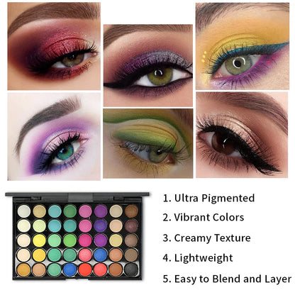 Paleta de Sombras Glitter para Mulheres Matte, Impermeável, Duradoura, Pó Prensado, Kit Maquiagem dos Olhos, Cosméticos de Moda, 40 Cores