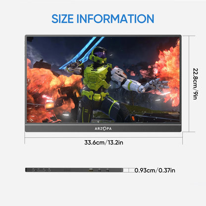 ARZOPA 16.1 inches Portable Monitor,144hz,100%sRGB,1080P FHD,IPS Screen, External Second Screen for Laptop/PC/PS5/Mac/Xbox Z1FC