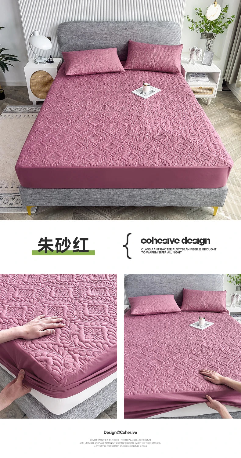Waterproof Mattress Protector Thicken Fitted Bed Sheet Breathable & Noiseless Mattress Pad for Twin/Double/Queen/King Size Beds