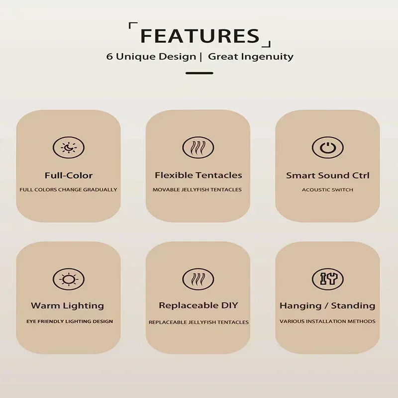 Upgraded Silent Jellyfish Lamp, Jelly Fish Light With Dancing Legs, Voice Control for Bedrooms, Living Room and Christmas Gifts