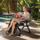 Outdoor Garden Sunloungers Folding Chair with Cup Holder and Headrest Pillow Lounge Chair Folding Patio Recliner Support 150kg