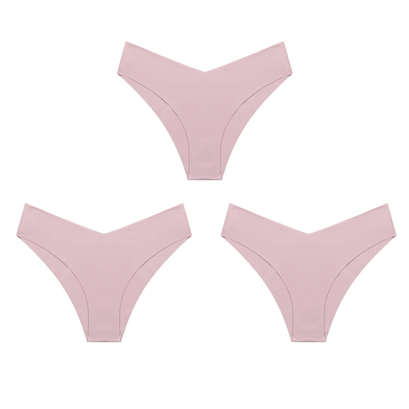WarmSteps – Kit com 3 calcinhas femininas estilo fio-dental, sem costura, modelo brasileiro, em tecido "seda gelada" (ice silk) – Tamanhos XS a L