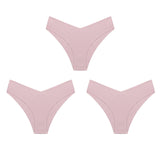 WarmSteps – Kit com 3 calcinhas femininas estilo fio-dental, sem costura, modelo brasileiro, em tecido "seda gelada" (ice silk) – Tamanhos XS a L