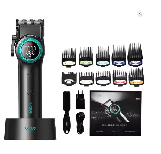 VGR 001 977 new hair trimming set high-end men's hair clipper intelligent digital display electric pusher carving and whitening
