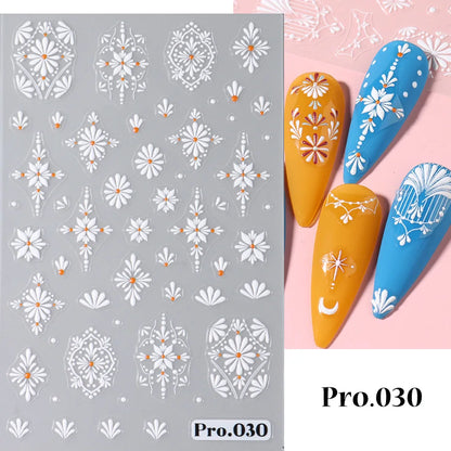 Stickers for Nails Marine Punk Black Line Design Art Slider Party Cool Decoration Adhesive Decal Emboss DIY Manicure Accessories