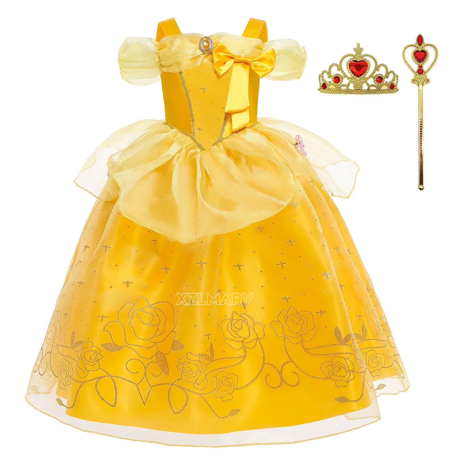 New Princess Dresses Girls Belle Party Costume Girl Christmas Birthday Flower Clothes Beauty and the Beast Fancy Disguise