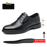 3/6/8 CM Elevator Shoes Men Dress Shoes Black Soft Leather Men Heightening Formal Shoes Casual Business Men Oxfords Suit Shoes