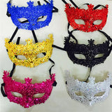 Máscara Veneziana de Baile de Máscaras com Glitter e Fitas para Mulheres – Estilo Misterioso para Halloween e Festas a Fantasia