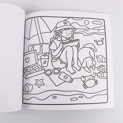 Cozy Atmosphere Relaxing Coloring Book for Adults and Teens Bold Easy-to-follow Patterns and Girl Moments