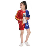 Girls Harley Squad Monster Shirt Quinn Costume Printed Jacket Shirt Pants Gloves Suicide Quinn Cosplay Halloween Costume