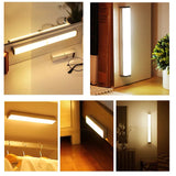 Luz LED Noturna Sem Fio com Sensor de Movimento e Recarregamento Tipo C – Iluminação para Armários, Guarda-roupas, Escadas e Cozinha