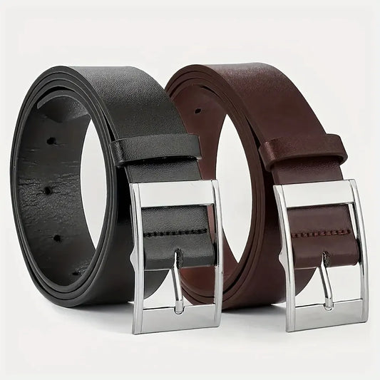 Cinturón de lujo para hombre, de piel sintética, con hebilla de metal, de alta calidad y diseño de marca famosa, ideal para vaqueros.