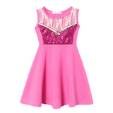 Vestido Casual Infantil para Meninas – Estilo Sereia/Rapunzel, Manga Curta, Alça em um Ombro Só, Fantasia de Princesa, Vestido Casual de Verão