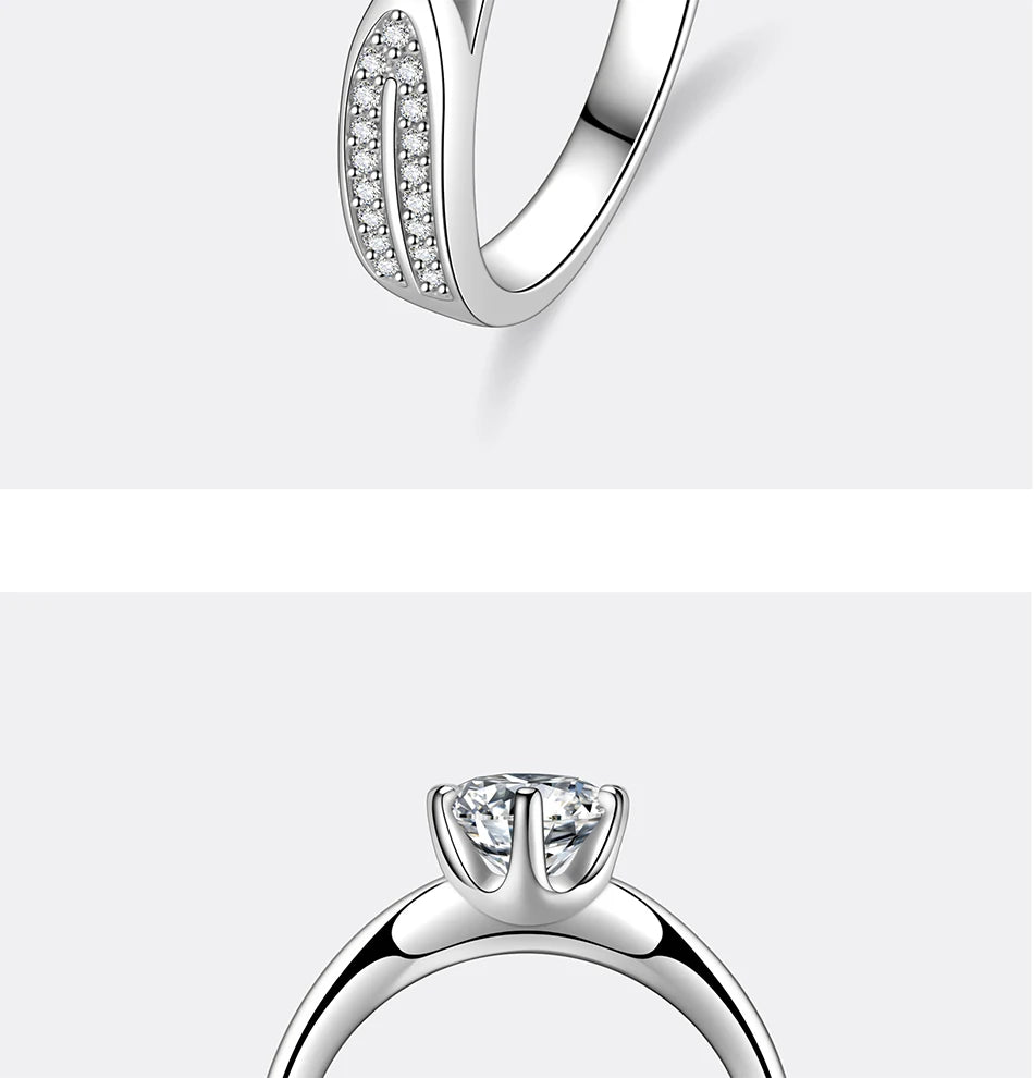 PERFANY 0.5-2CT Moissanite Ring for Women S925 Pure Silver Laboratory GRA Certified Diamond Wedding Luxury Jewelry