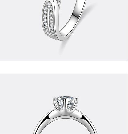PERFANY 0.5-2CT Moissanite Ring for Women S925 Pure Silver Laboratory GRA Certified Diamond Wedding Luxury Jewelry