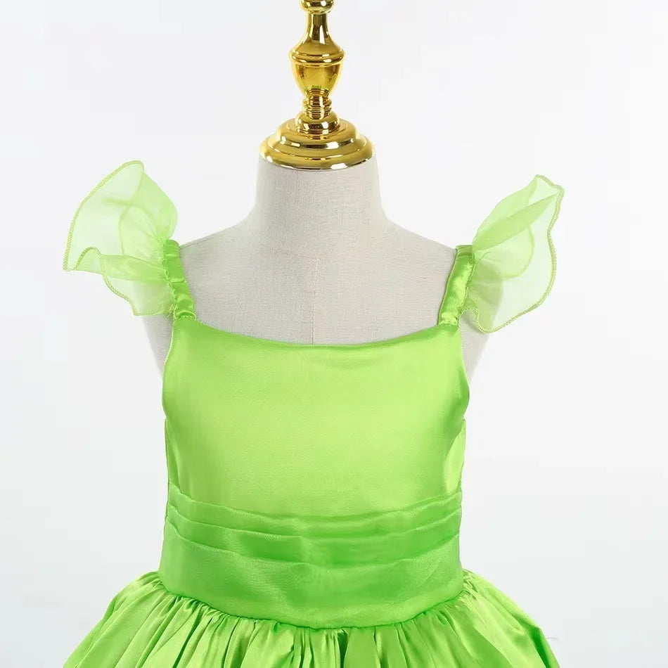 Girls Disney Party Dresses Fairy Tiana Costume for Girl Tinkerbell Children Clothing Princess Elf Birthday Ball Gown Wing Dresse