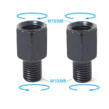 Pair Black Motorcycle Mirror Adapters M10 10MM M8 8MM Rearview Mirrors Conversion Bolt Clockwise Anti-clock Right Left Thread