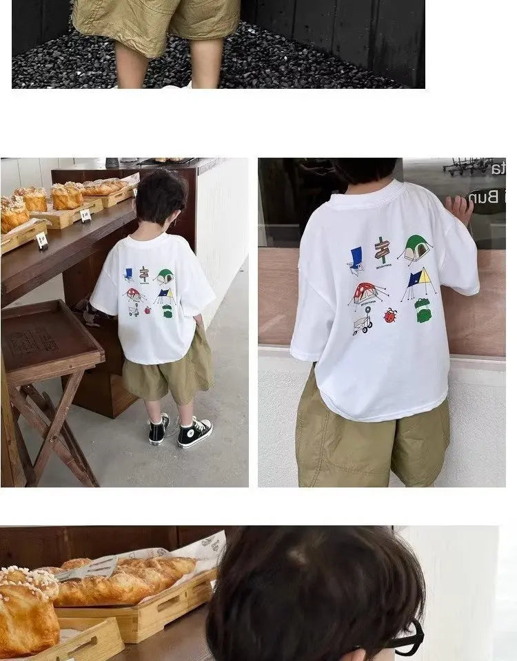 Boys' Summer Short Sleeve T-shirt New Small And Medium Children's Round Neck Top Children's Casual Versatile Half Sleeve Fashion