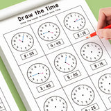 Children's Practice Book for Learning How to Tell Time, Suitable for Home-Based Kindergarten Activities, Includes Reading and Math Exercises, Ideal for Classroom Teaching and Back-To-School Supplies Time Practice Cards/Early