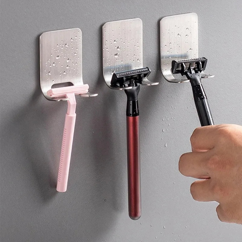 2 soportes para maquinillas de afeitar de acero inoxidable 304 para hombre, estante de almacenamiento para maquinillas de afeitar, organizador con ganchos para baño.